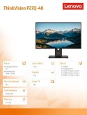 Monitor Lenovo ThinkVision P27Q-40 27'' WLED LCD matowy z kamerą