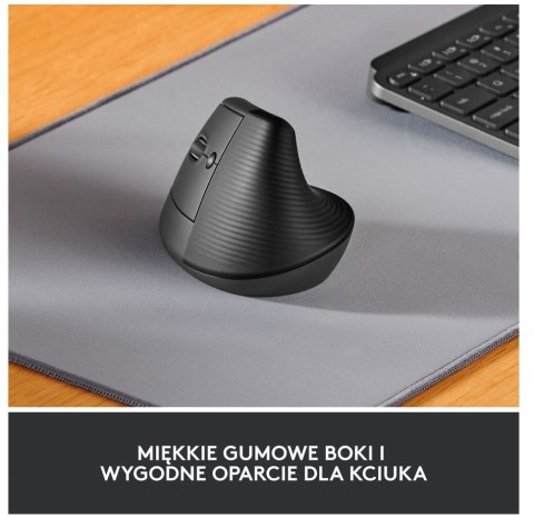 Logitech Mysz Lift grafitowa ergonomiczna pionowa dla leworęcznych