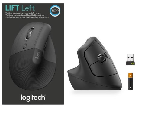 Logitech Mysz Lift grafitowa ergonomiczna pionowa dla leworęcznych