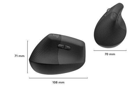 Logitech Mysz Lift grafitowa ergonomiczna pionowa dla leworęcznych