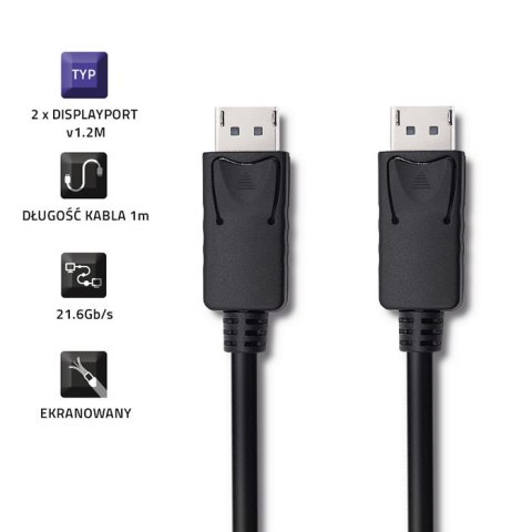 Kabel DisplayPort 1.2 2m Qoltec 4K wydajny do gier i multimediów