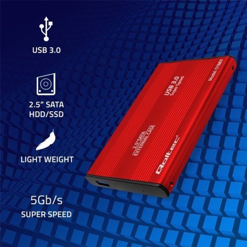 Qoltec Obudowa na dysk HDD SSD 2.5 cala SATA3 USB 3.0 czerwona