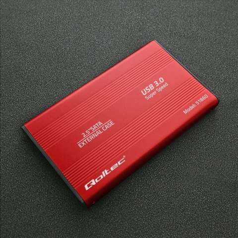 Qoltec Obudowa na dysk HDD SSD 2.5 cala SATA3 USB 3.0 czerwona