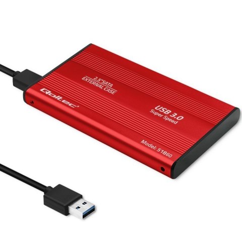 Qoltec Obudowa na dysk HDD SSD 2.5 cala SATA3 USB 3.0 czerwona
