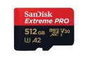SanDisk Karta Extreme Pro microSDXC 512GB 200 140 MB/s A2 V30 U3 szybki 4K UHD