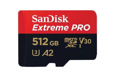 SanDisk Karta Extreme Pro microSDXC 512GB 200 140 MB/s A2 V30 U3 szybki 4K UHD