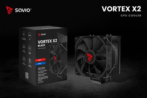 Chłodzenie procesora Savio Vortex X2 Black wydajne dla graczy TDP 180W