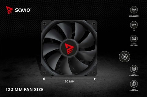 Chłodzenie procesora Savio Vortex X2 Black wydajne dla graczy TDP 180W