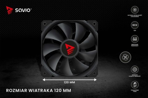 Chłodzenie procesora Savio Vortex X2 Black wydajne dla graczy TDP 180W