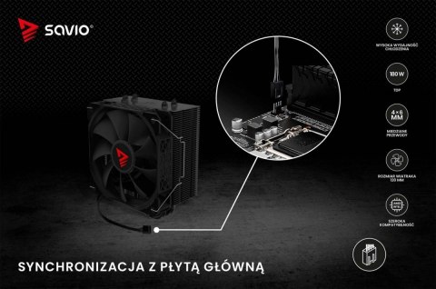 Chłodzenie procesora Savio Vortex X2 Black wydajne dla graczy TDP 180W