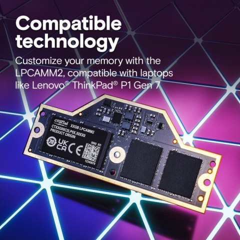 Crucial LPCAMM2 64GB 7500 LPDDR5X szybka pamięć do notebooka