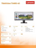 Monitor Lenovo ThinkVision T34WD-40 34 cale zakrzywiony 3440x1440 FHD