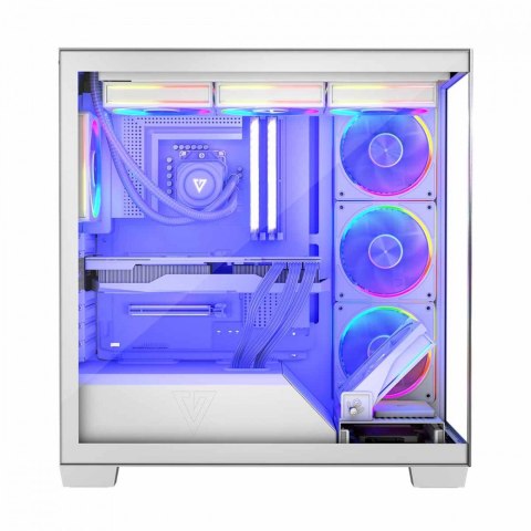 Obudowa PC MODECOM Volcano Stellar 8F ARGB biała stylowa Midi Tower z szybą