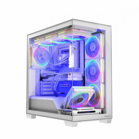 Obudowa PC MODECOM Volcano Stellar 8F ARGB biała stylowa Midi Tower z szybą