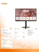 Monitor AOC 24E4U 23.8 cal FHD 120Hz z Pivotem i głośnikami