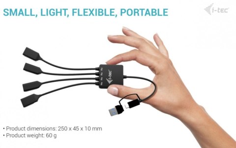 I-tec HUB USB-C USB-A 4 porty szybki elastyczny adapter