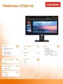 Monitor Lenovo ThinkVision T27QD-40 27 cali 1440p z matową matrycą LED