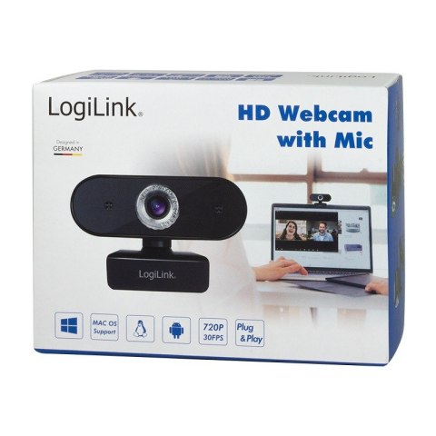 Kamera internetowa LogiLink HD 720p z mikrofonem USB czarna