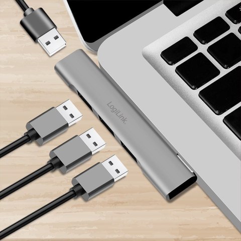 LogiLink HUB USB-A 4 portowy aluminiowy 3.0 elegancki