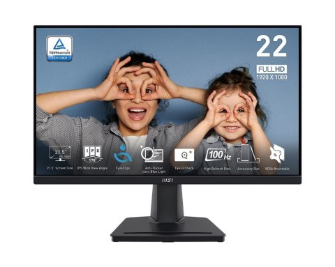 Monitor MSI PRO MP225 21.5 FHD ergonomiczny 100Hz czarny