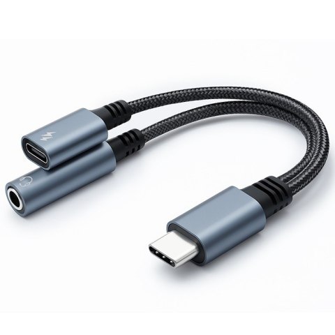 Qoltec Adapter USB-C 2w1 z Jack 3.5mm PD 15W do smartfonów i tabletów