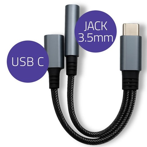 Qoltec Adapter USB-C 2w1 z Jack 3.5mm PD 15W do smartfonów i tabletów