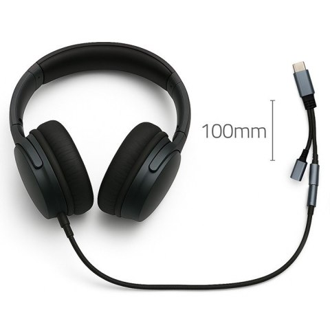 Qoltec Adapter USB-C 2w1 z Jack 3.5mm PD 15W do smartfonów i tabletów