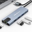 Qoltec HUB Adapter USB-C 5w1 PD 100W 2xUSB HDMI 4K RJ45 kompaktowy