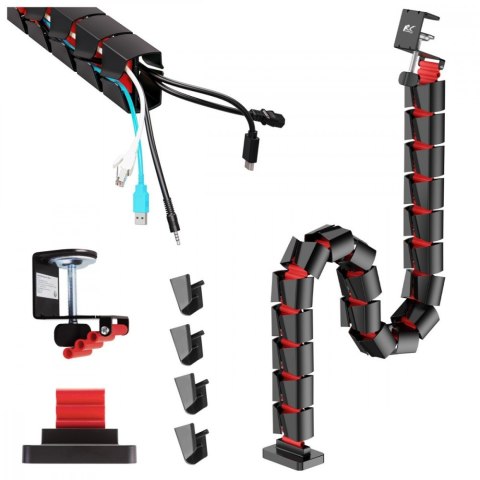 Organizer kabli Maclean Nano RS125 1345mm czarno czerwony regulowany