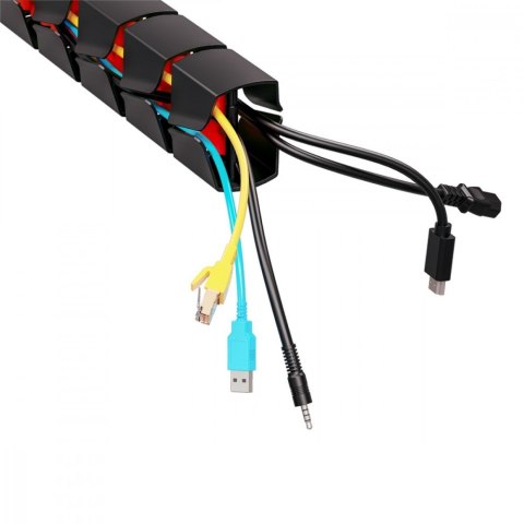 Organizer kabli Maclean Nano RS125 1345mm czarno czerwony regulowany