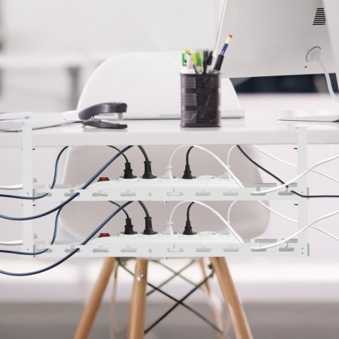 Organizer na kable Maclean MC-102 W biały dwupoziomowy