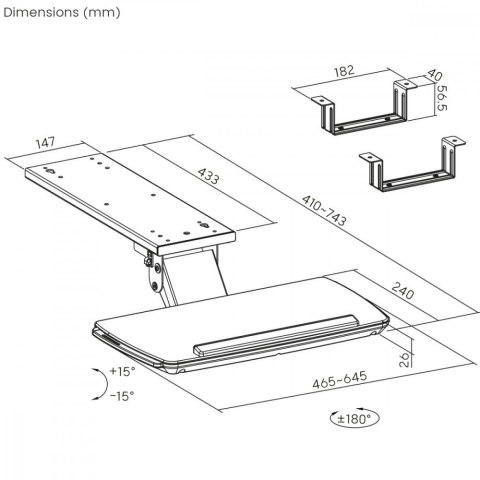 Uchwyt na klawiaturę Maclean MC-156 B regulowany podbiurkowy 5kg czarny