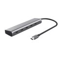 Trust HUB USB-C Halyx 5-portowy koncentrator zasilania szybki srebrny
