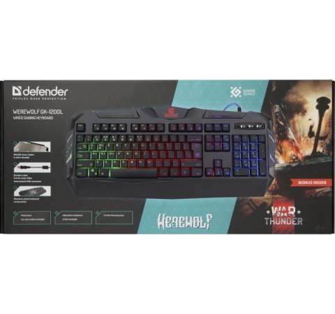 Klawiatura gamingowa Defender Werewolf GK-120DL z podświetleniem RGB