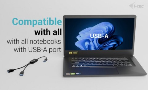 HUB I-tec USB-A 2 porty mały elastyczny adapter z szybkim transferem