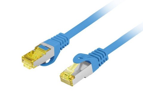 Kabel Lanberg Patchcord kat.6a S/FTP LSZH niebieski 0.25m z pełnej miedzi
