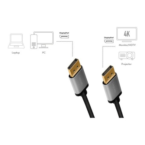 LogiLink Kabel DisplayPort 4K 60 Hz DP/M do DP/M aluminiowy 1m