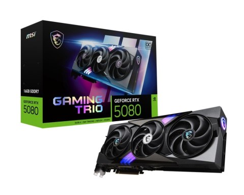 MSI Karta graficzna GeForce RTX 5080 GAMING TRIO OC 16G GDDR7 256bit 3DP/HDMI