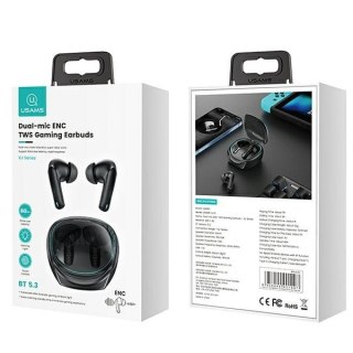Słuchawki USAMS TWS XJ13 Bluetooth 5.3 lekkie gamingowe czarne