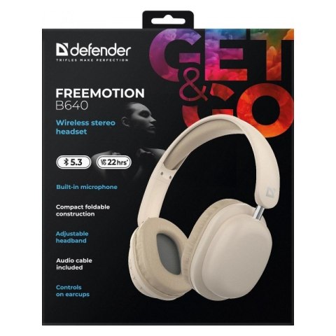 Słuchawki bezprzewodowe Defender FREEMOTION B640 beżowe nauszne z Bluetooth