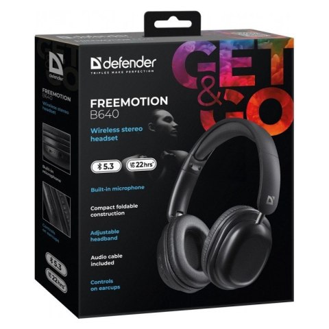 Słuchawki bezprzewodowe Defender FREEMOTION B640 czarne nauszne z Bluetooth