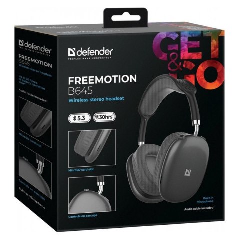 Słuchawki bezprzewodowe Defender FreeMotion B645 czarne nauszne z Bluetooth