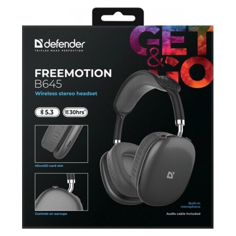 Słuchawki bezprzewodowe Defender FreeMotion B645 czarne nauszne z Bluetooth