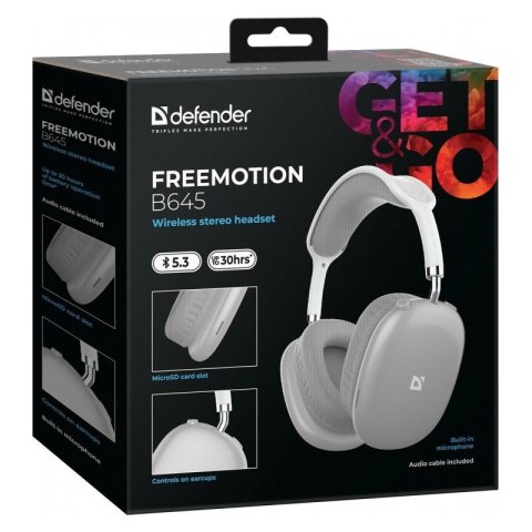 Słuchawki bezprzewodowe Defender FreeMotion B645 szare z mikrofonem Bluetooth 5.3