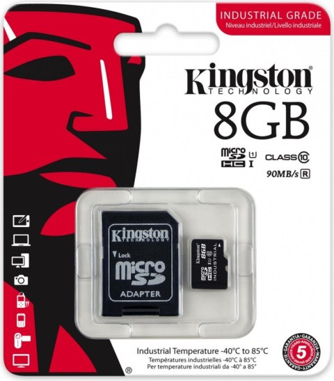 Karta microSD Kingston 8GB CL10 UHS-I przemysłowa odporna na skrajne temperatury