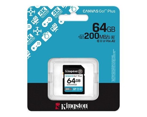 Karta SD Kingston Canvas Go Plus 64GB 200MB/s 4K szybka pamięć