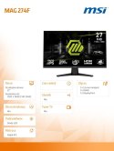 MSI Monitor MAG 274F 27 cali/LED/FHD/Flat/200Hz/Black