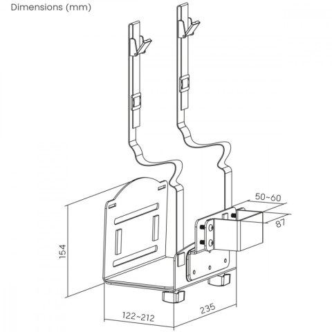 Uchwyt do komputera Maclean MC-116 B czarny z montażem ściennym