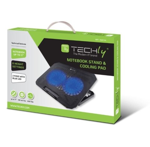 Podstawka chłodząca Techly LED do laptopa 17 cali ergonomiczna