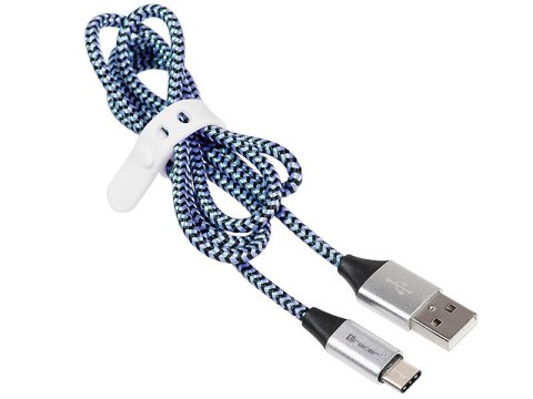 Kabel Tracer USB 2.0 1m Type-C trwały czarno-niebieski